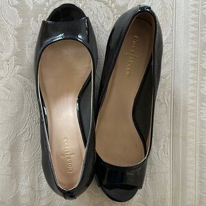 Cole Haan Women's Black Patent Leather Peep Toe Shoes